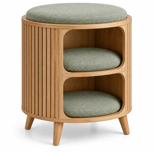 Mueble refugio para mascotas de contorno redondeado, marrón y verde