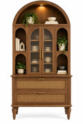 Vitrina de almacenamiento con formas arqueadas y estantes, marrón
