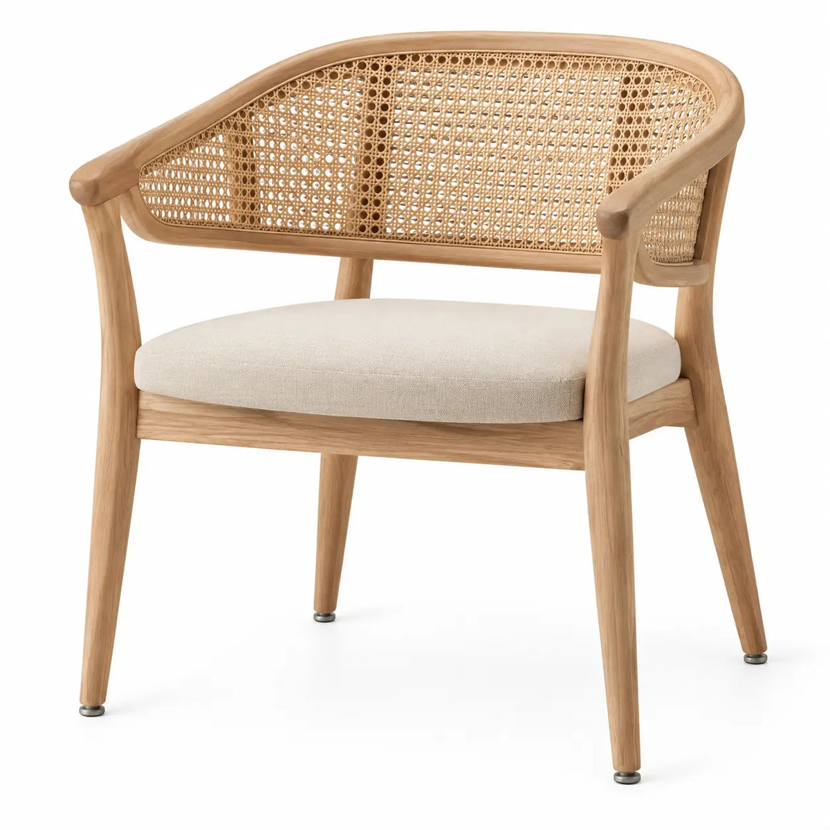 Silla con respaldo con detalles de entramado, beige y marrón